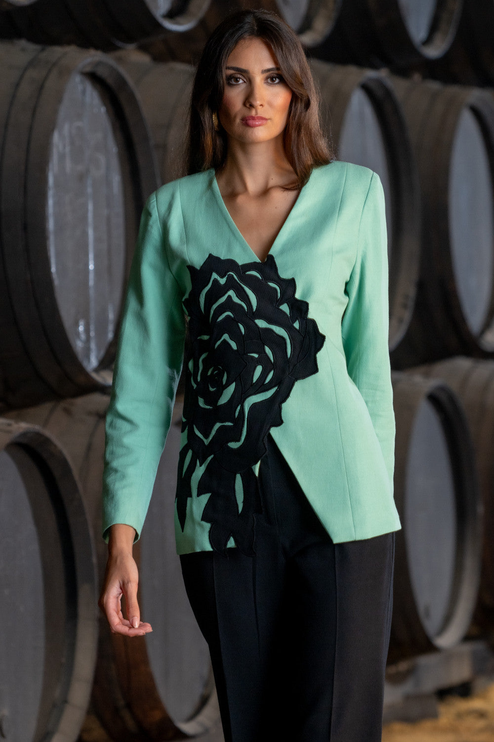 Chaqueta Flor Verde