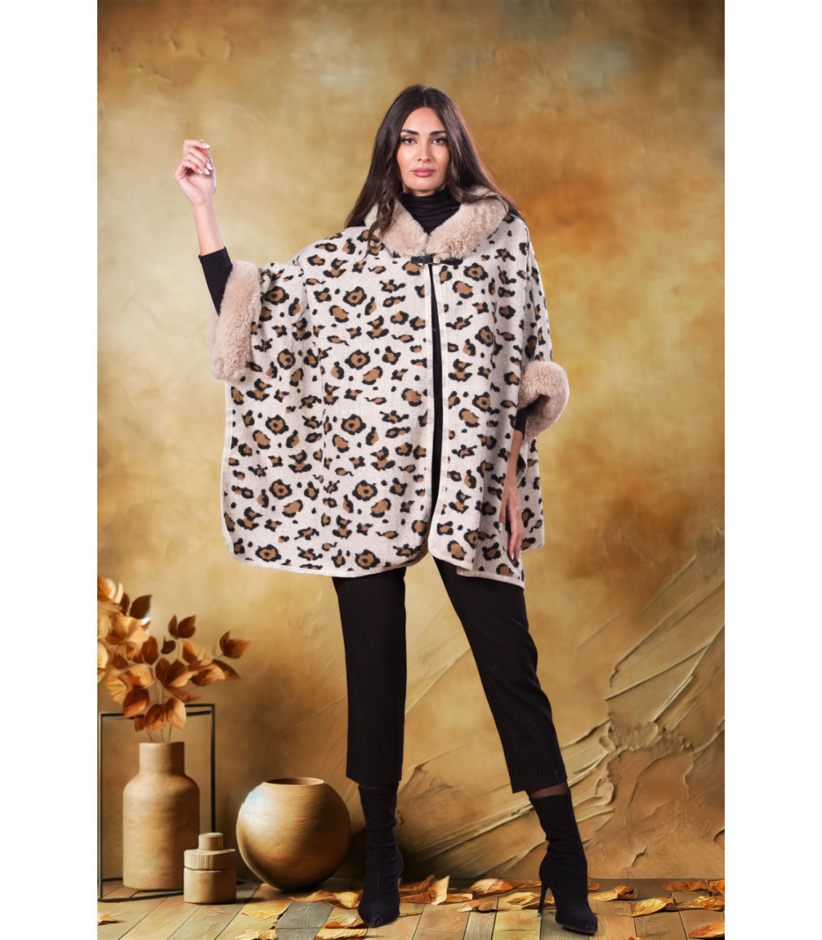 PONCHO LEOPARDO BEIGE