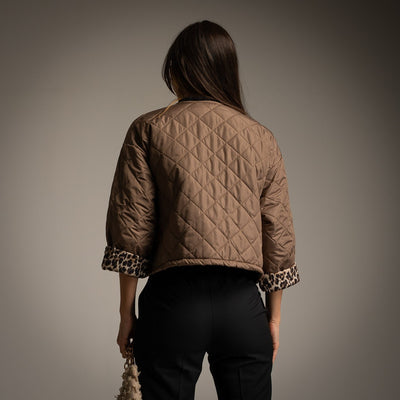 CHAQUETA ACOLCHADA  ANIMAL PRINT TAUPE