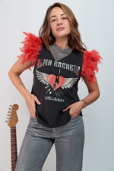 CAMISETA PLUMAS ALMA ROCKERA