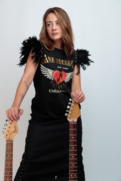 Camiseta Plumas+Tachas Alma Rockera