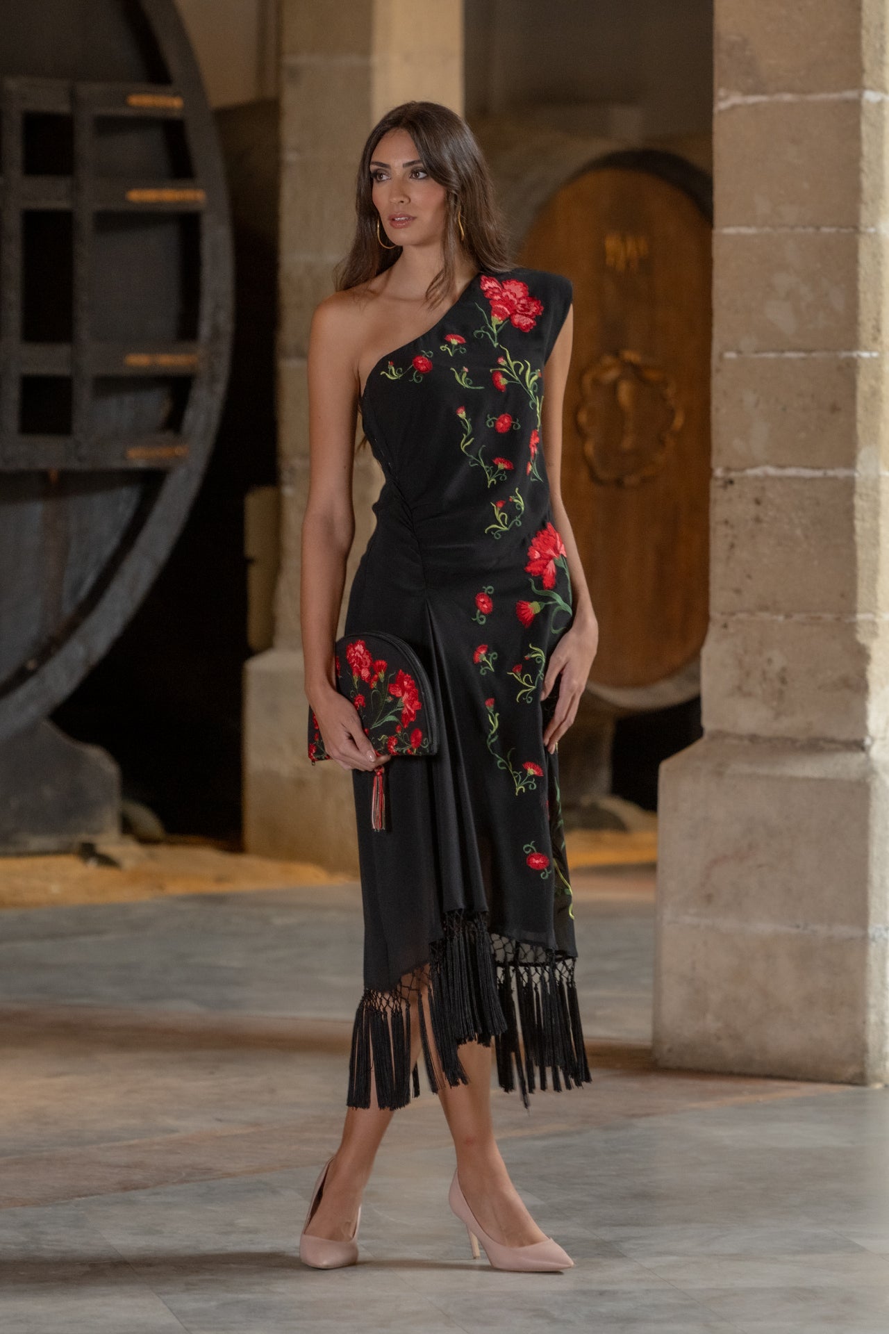 Vestido Claveles De Feria Negro