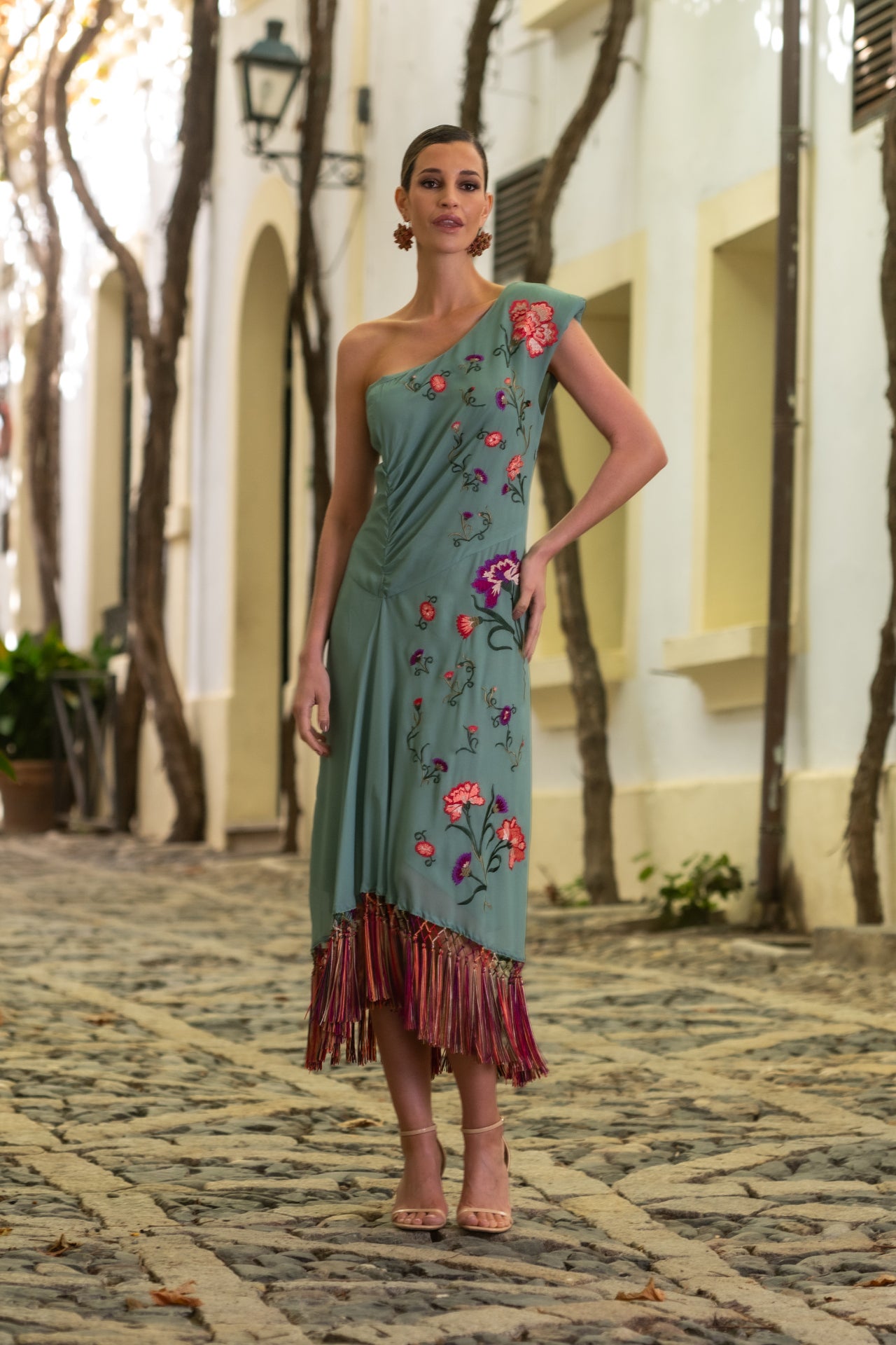 VESTIDO CLAVELES DE FERIA VERDE